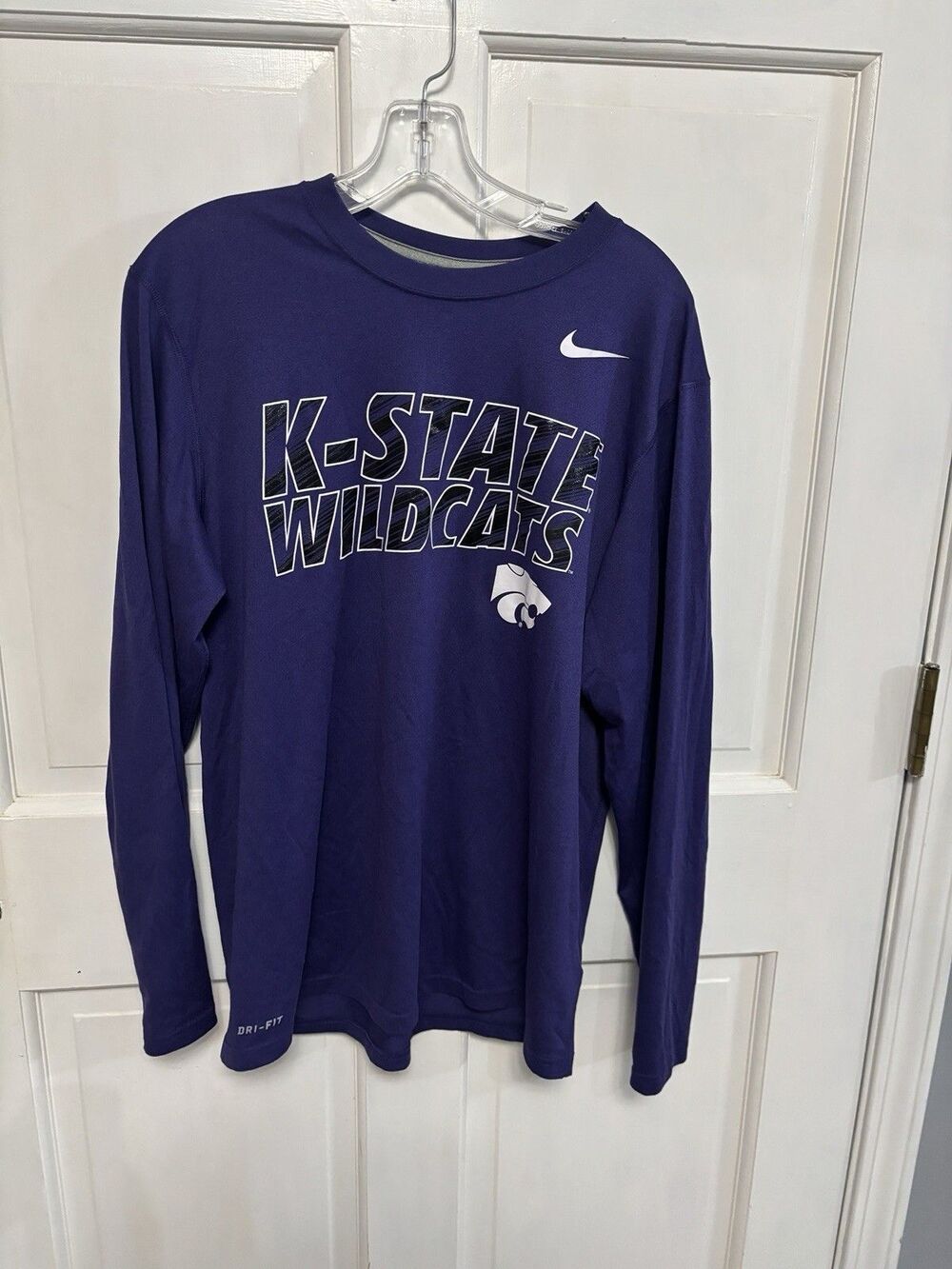 Men’s Nike DriFit Long Sleeve KSU Wildcat Purple Performance Shirt Size M Unisex